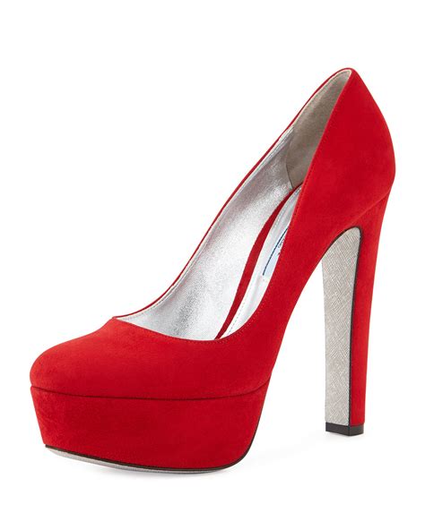 prada heels red|prada chunky heel pumps.